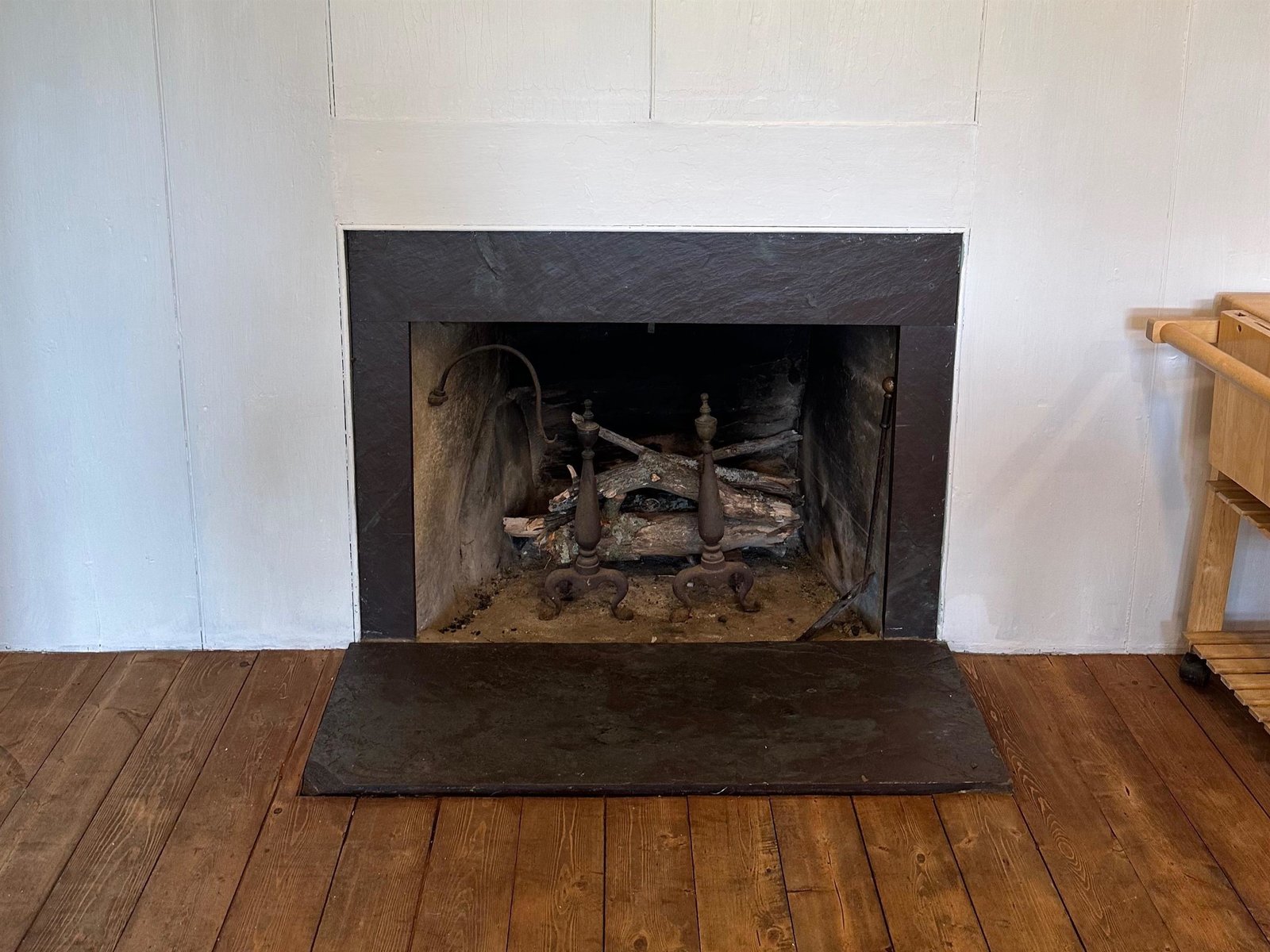 Kitchen Black Slate wood burning Fire place