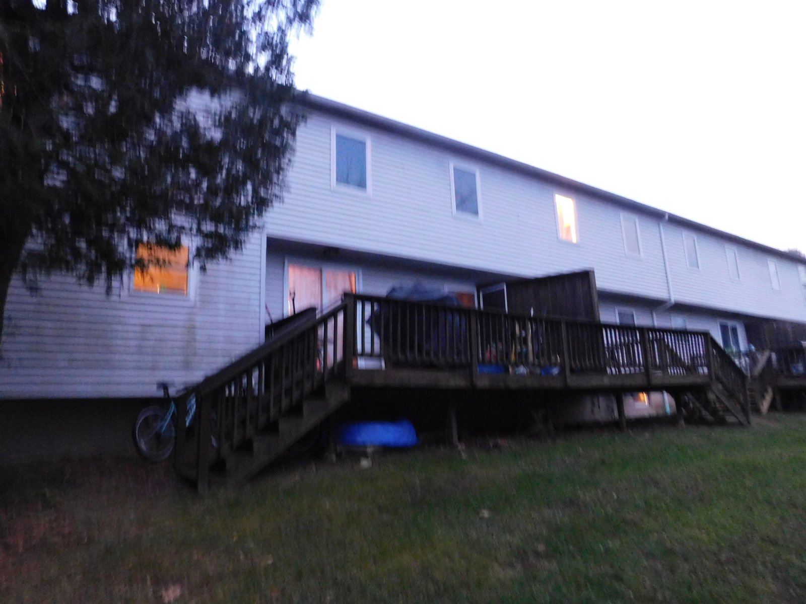 Back of the townhome with large deck.