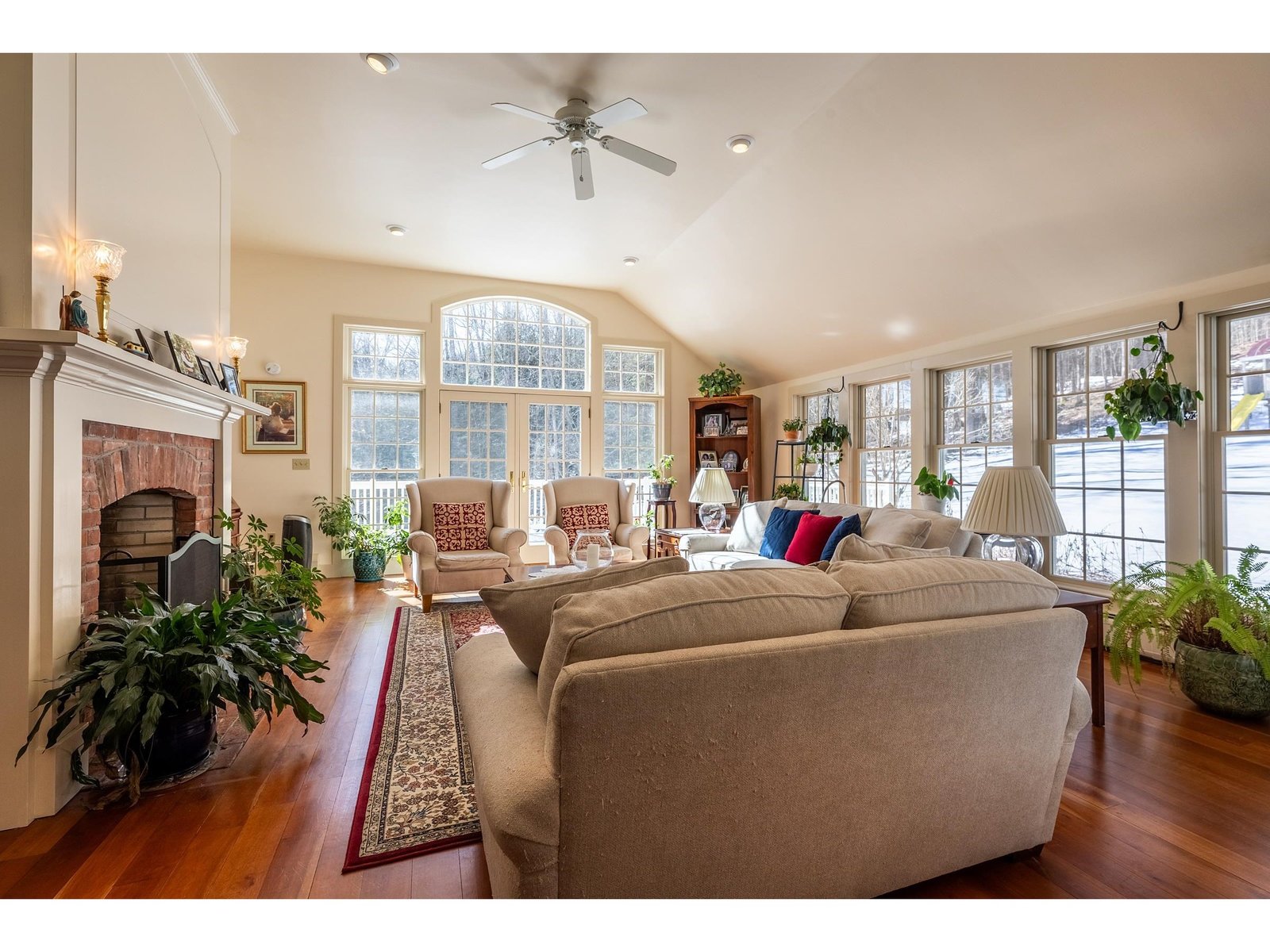 Great room wood burning fireplace