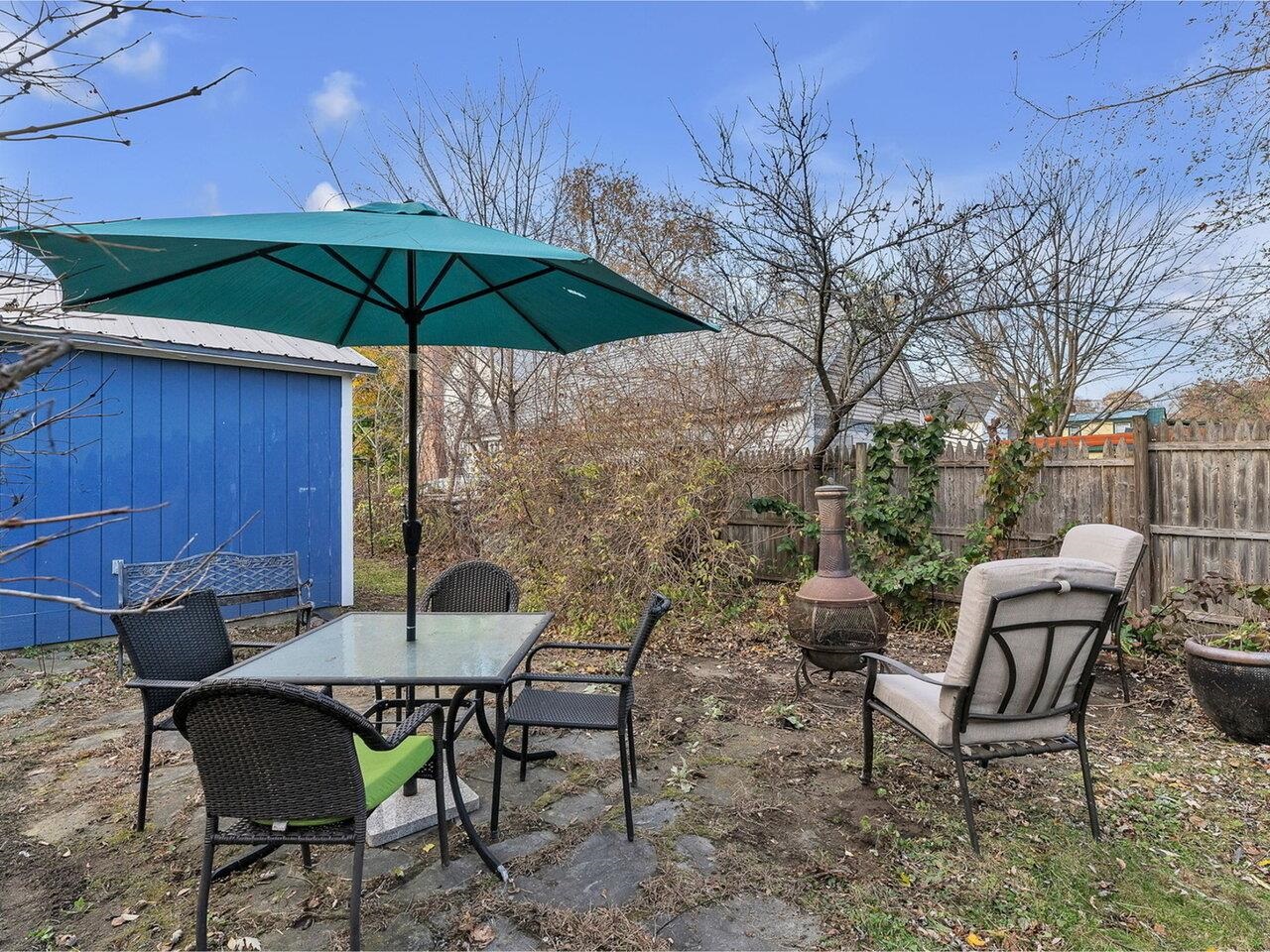 Patio w/fruit trees & berries