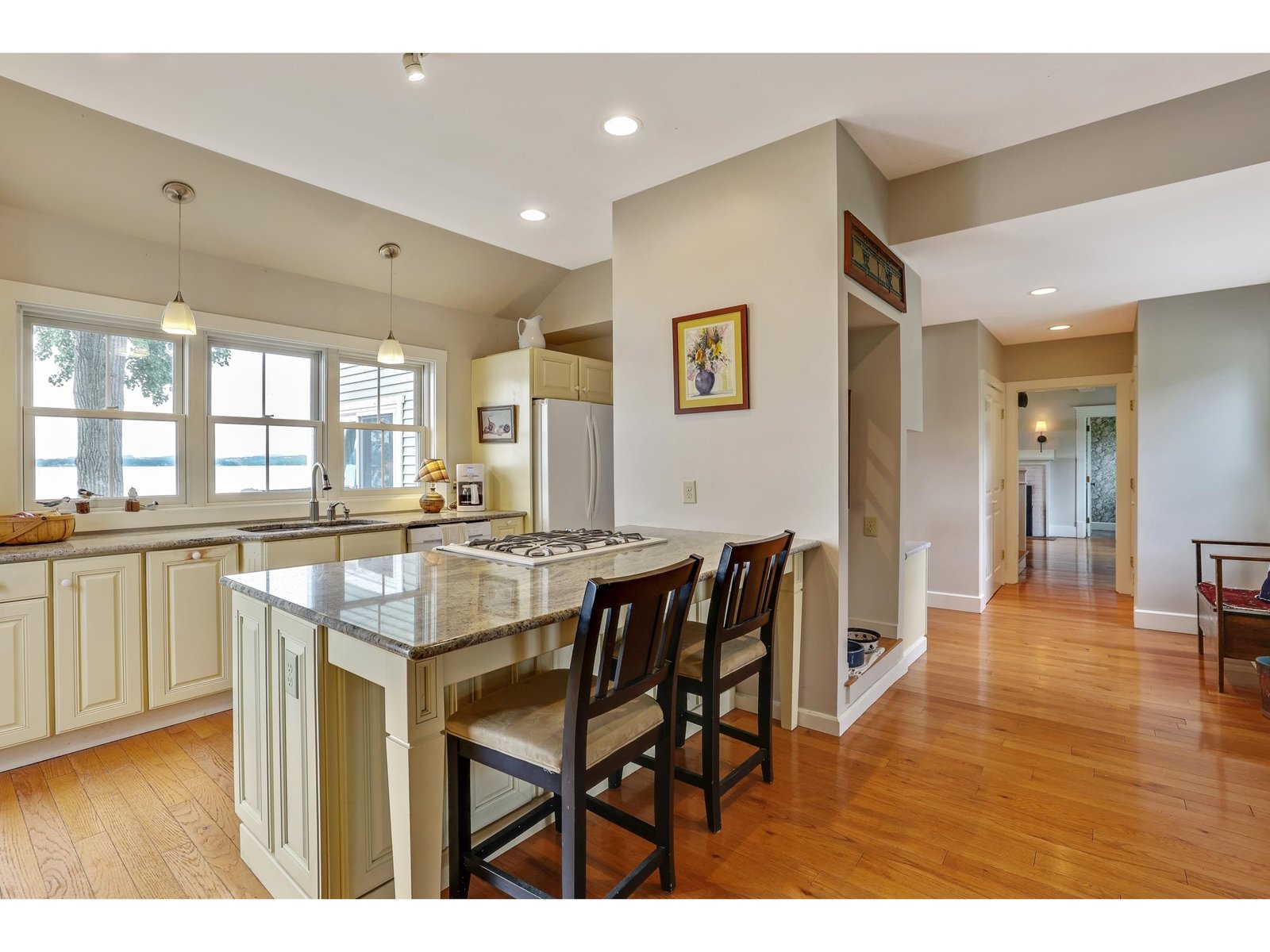 kitchen with high end appliances and granite counter tops