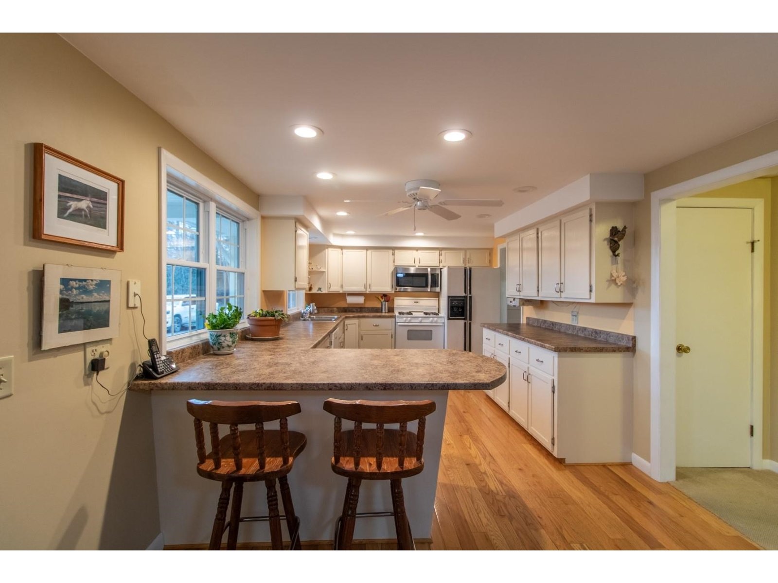 Hardwood floors throughout living/dining/kitchen