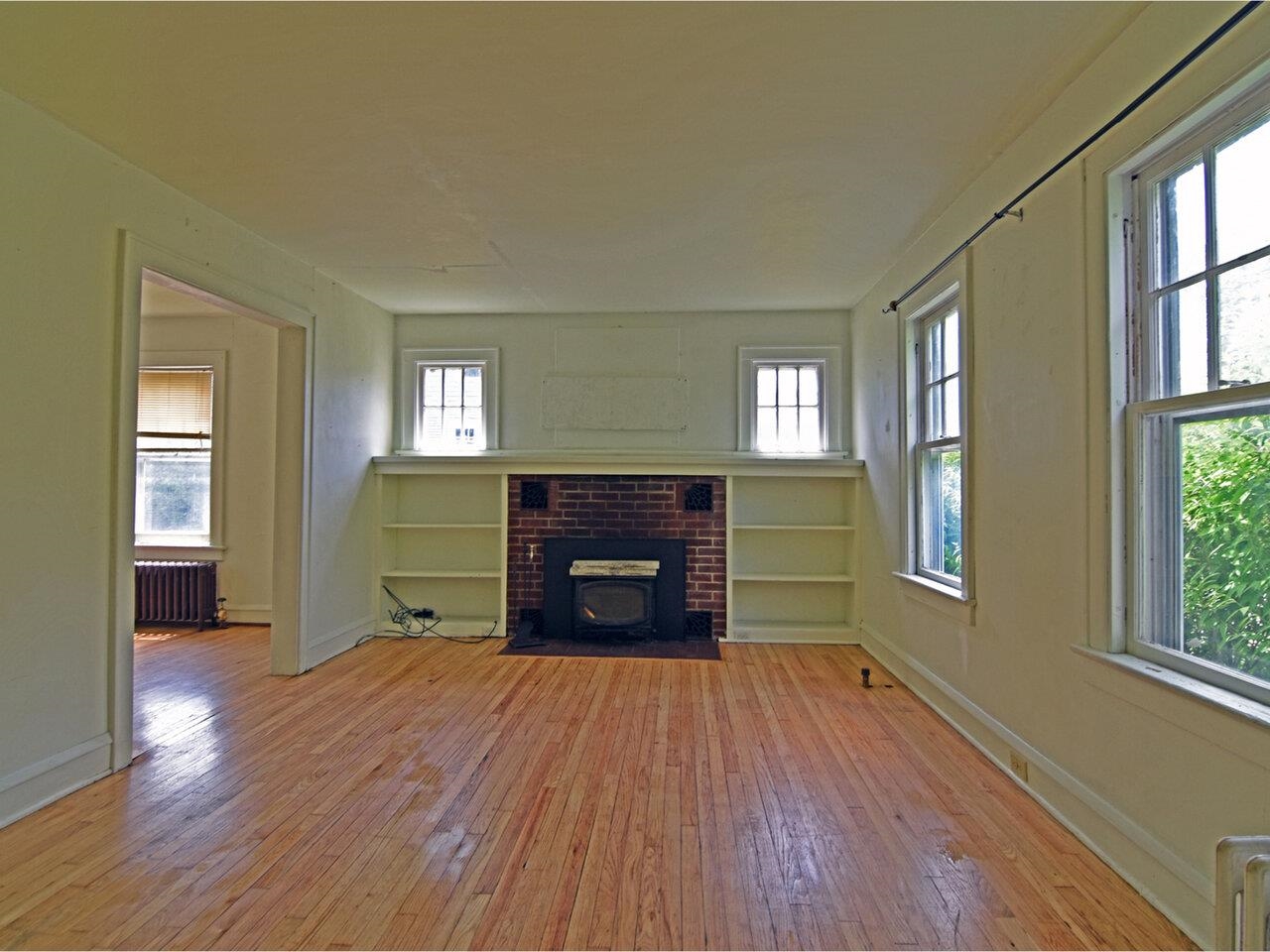 Living room with wood stove