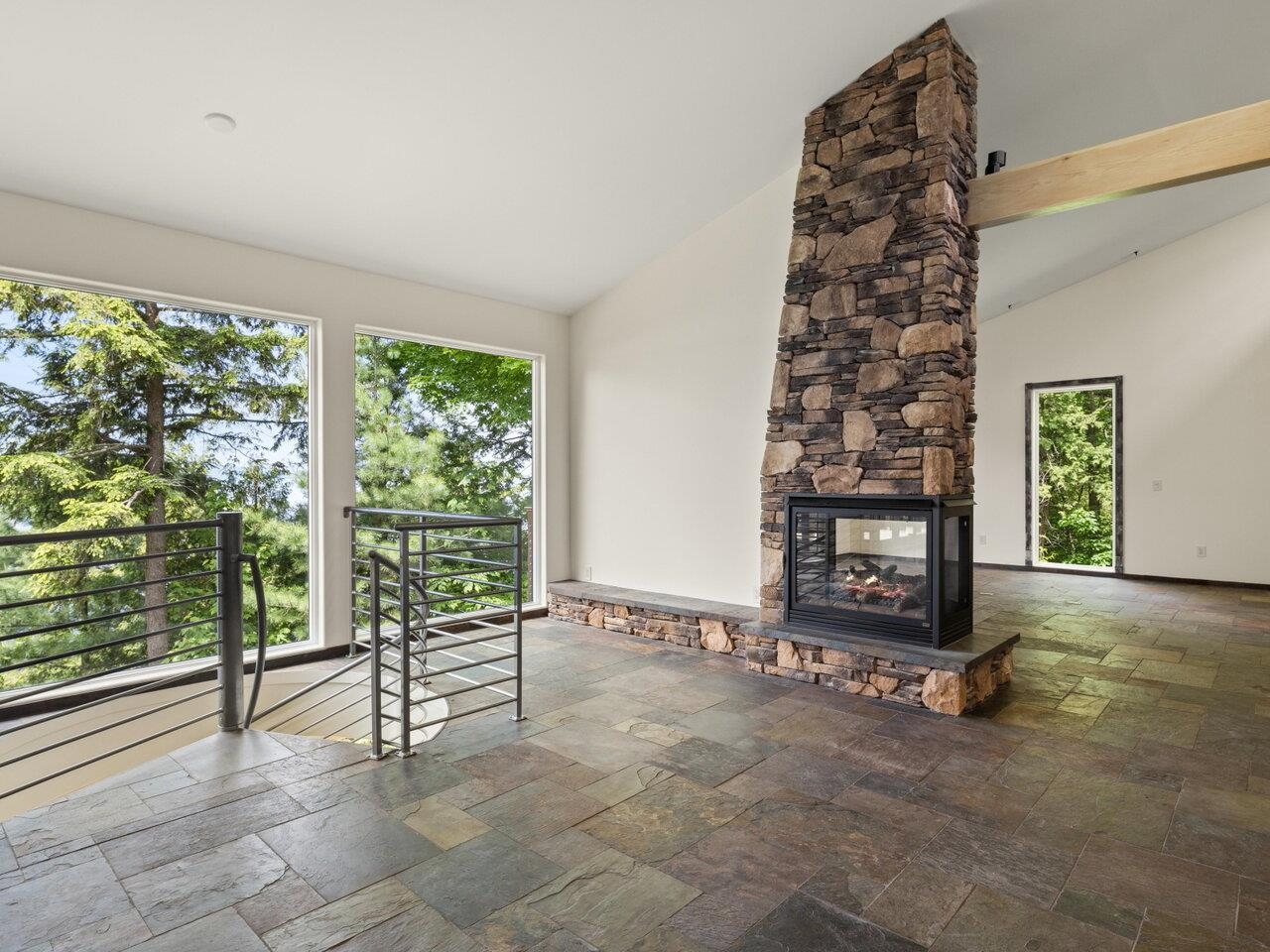 Stone fireplace