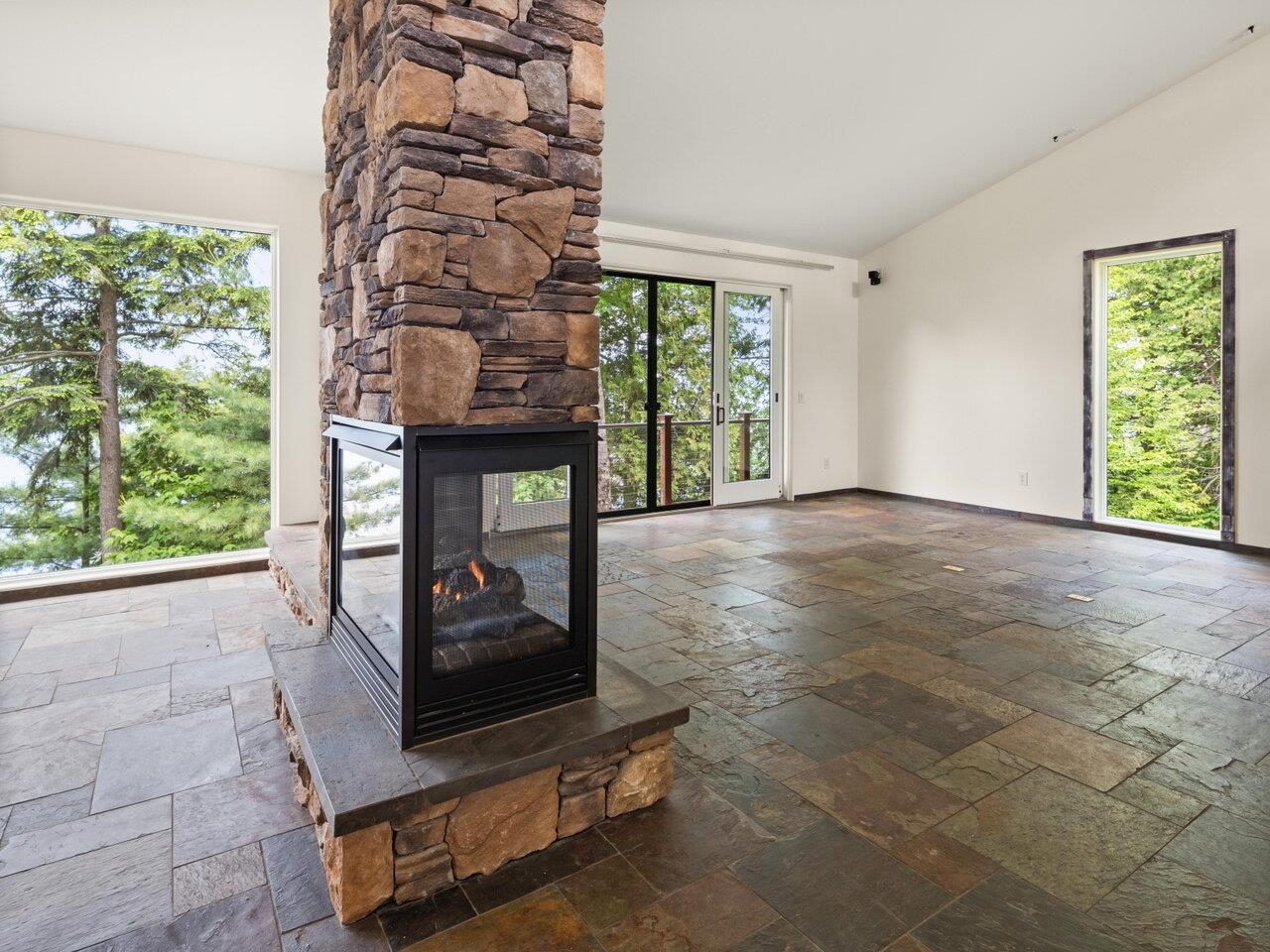 Striking central fireplace