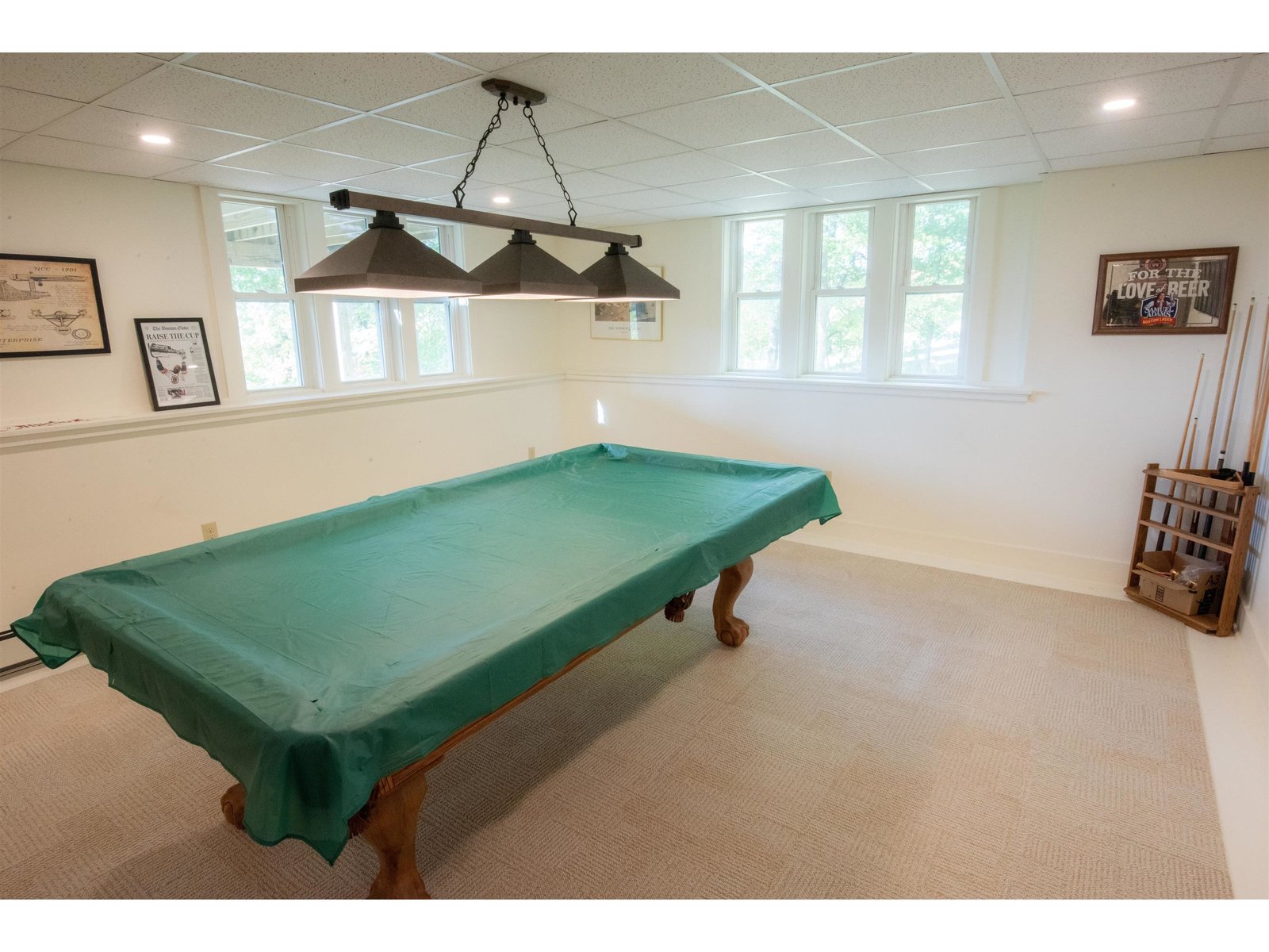 Lower level recreation room complete with pool table