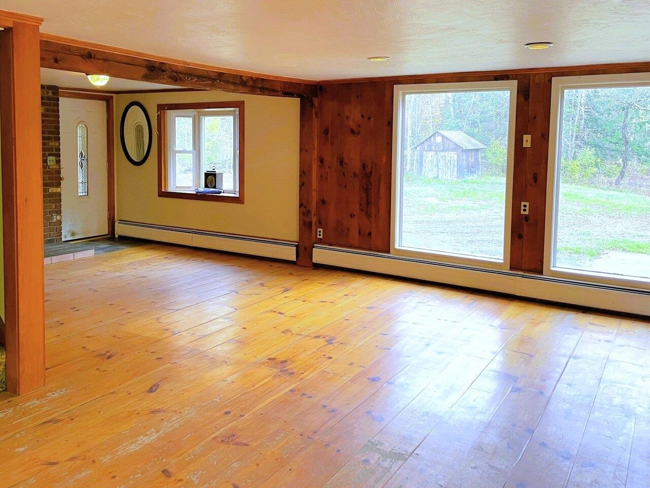 Living room with wood stove