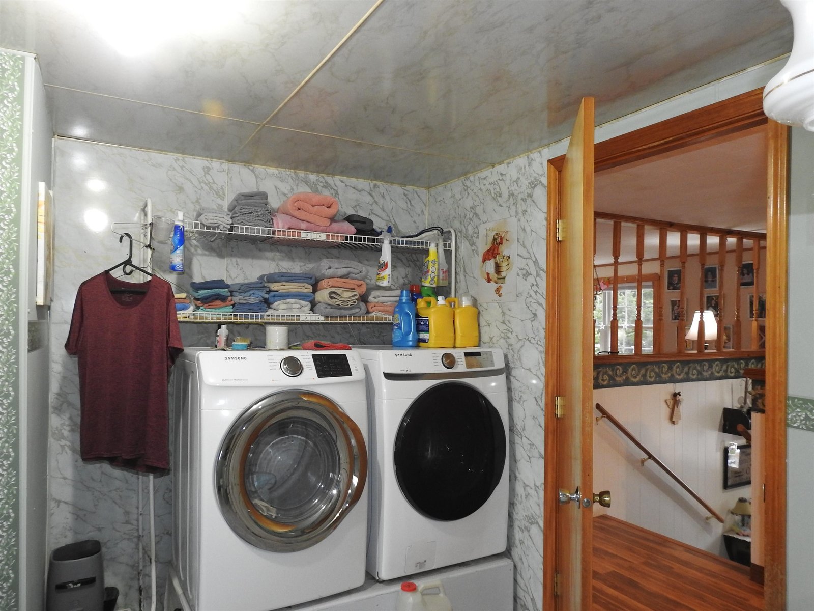 Laundry area in bathroom