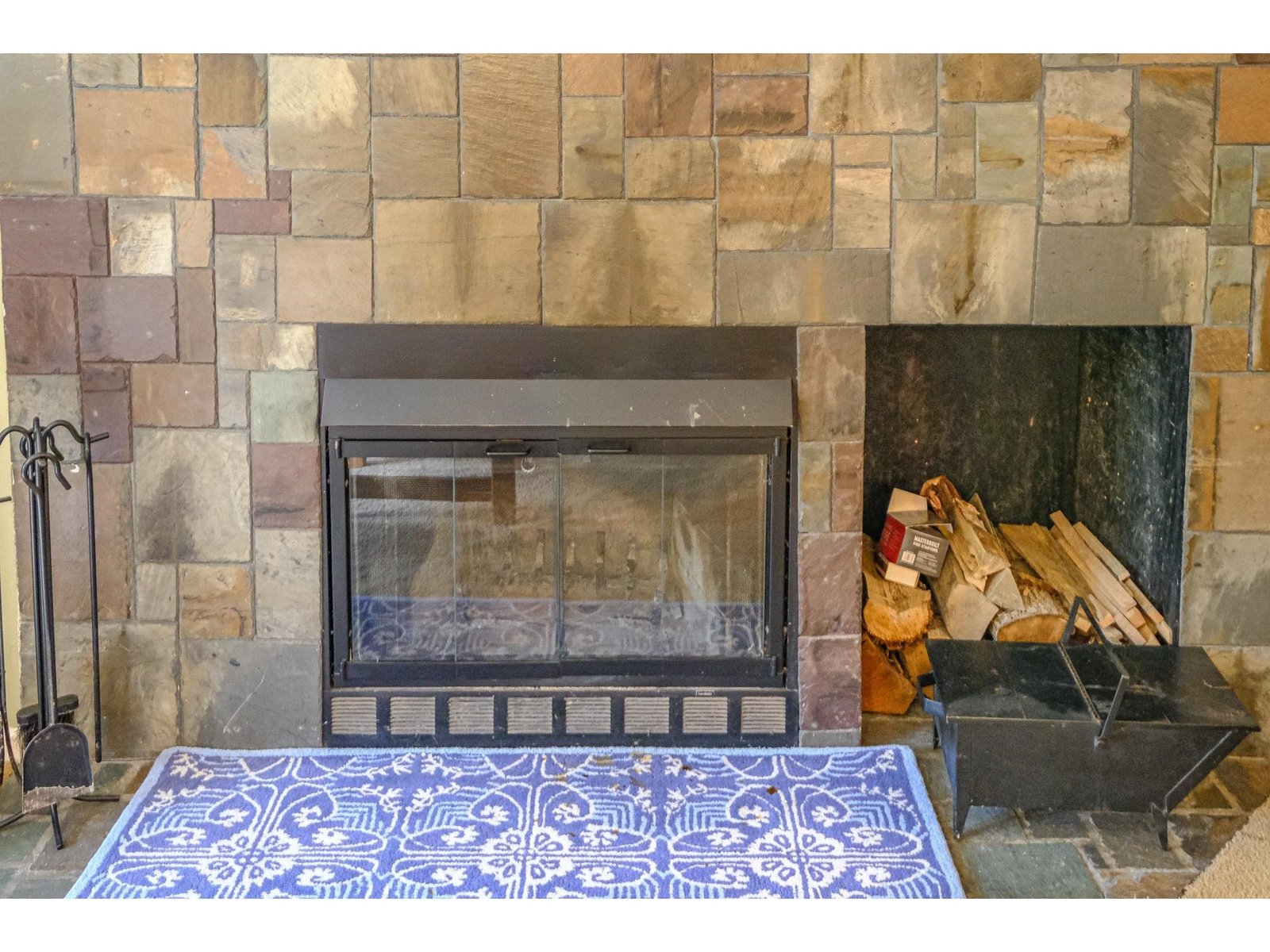 Wood burning fireplace