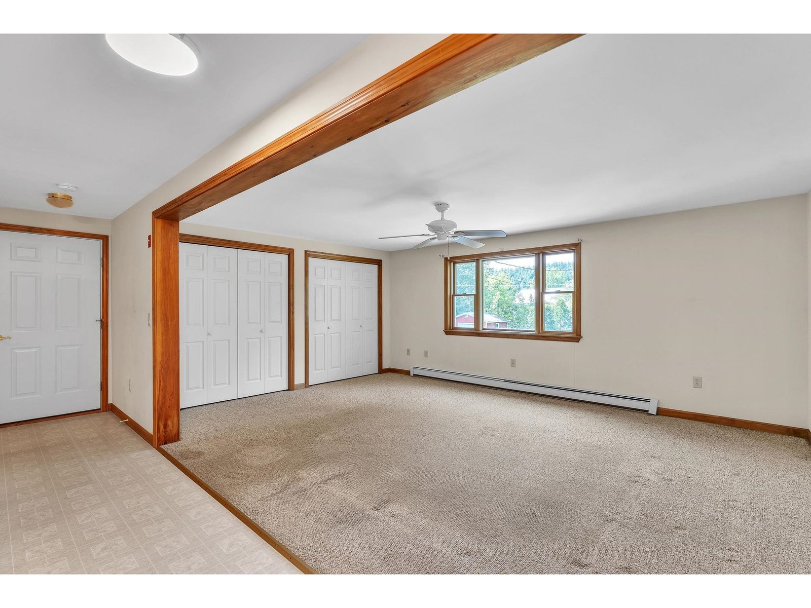 Living room with double closets