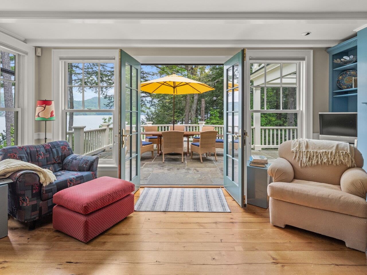 French doors open to patio