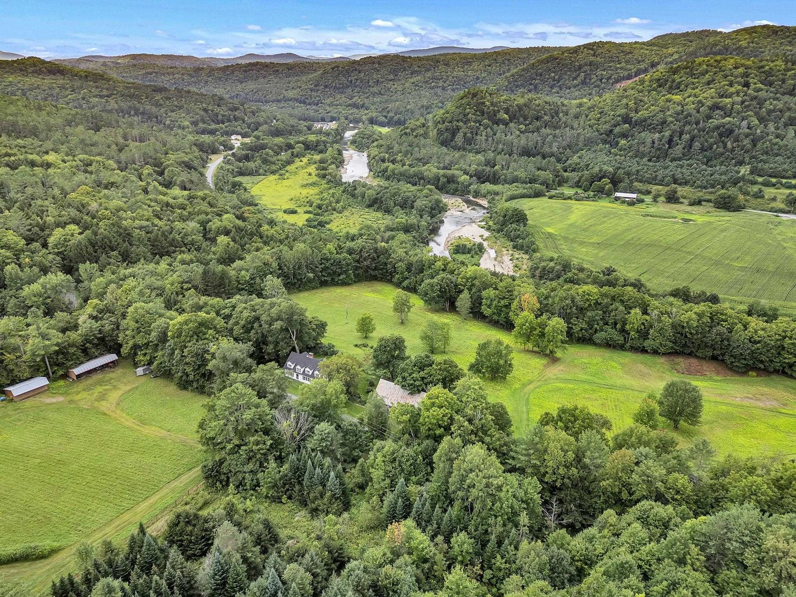 Aerial View of home, Green Mountains and the White River