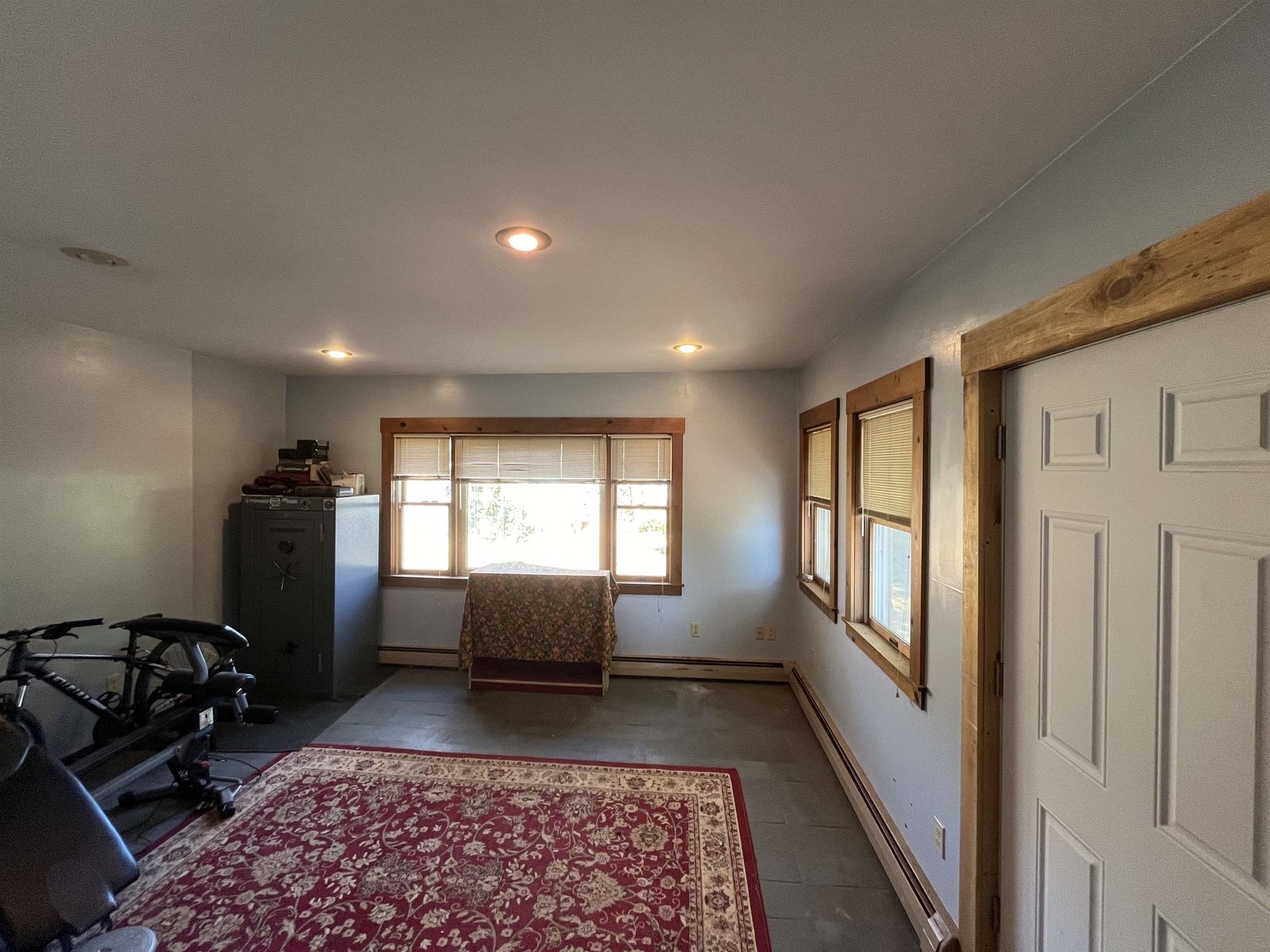 Slate floor family room with exterior door