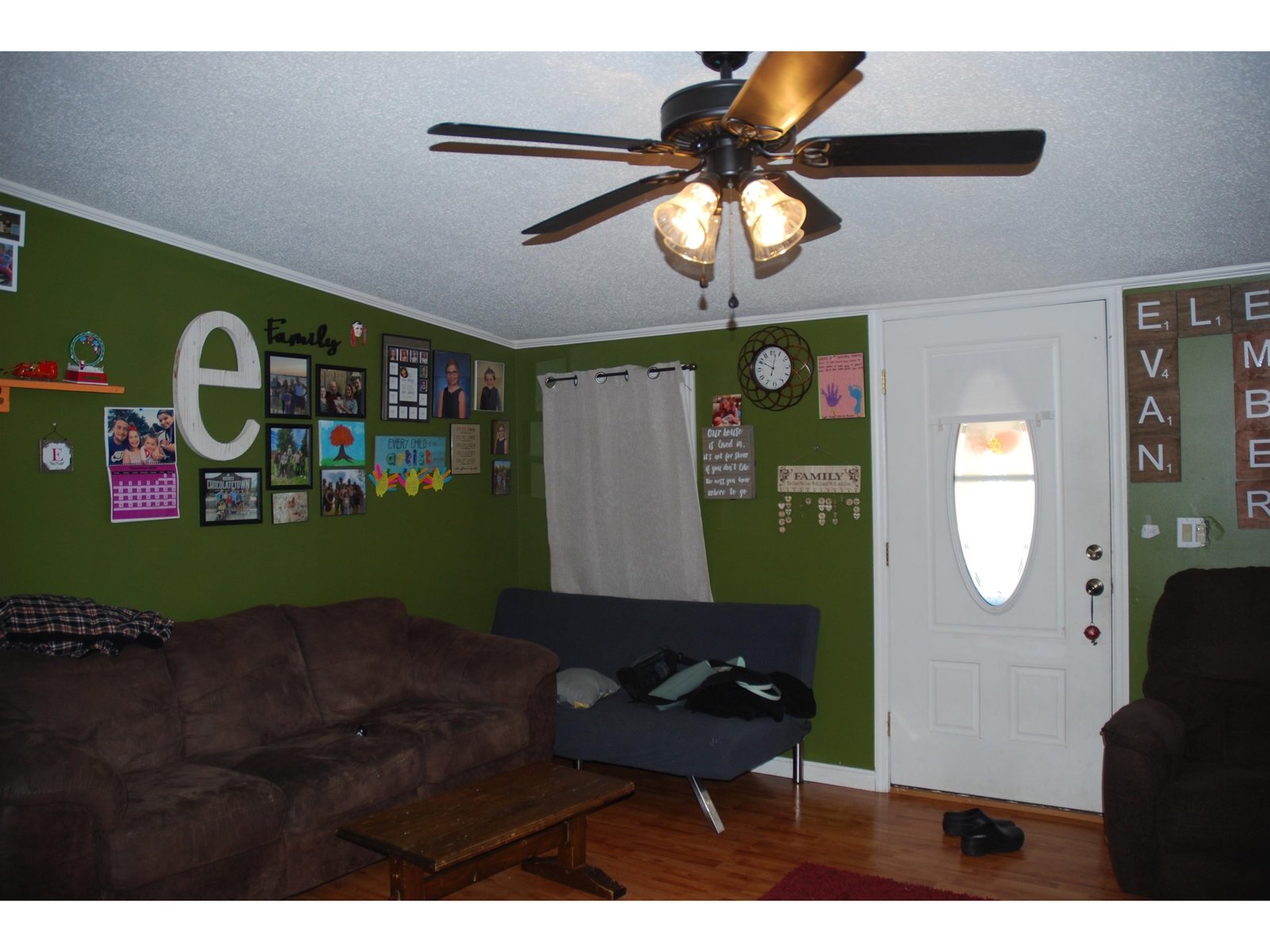 Large living room with laminate floor