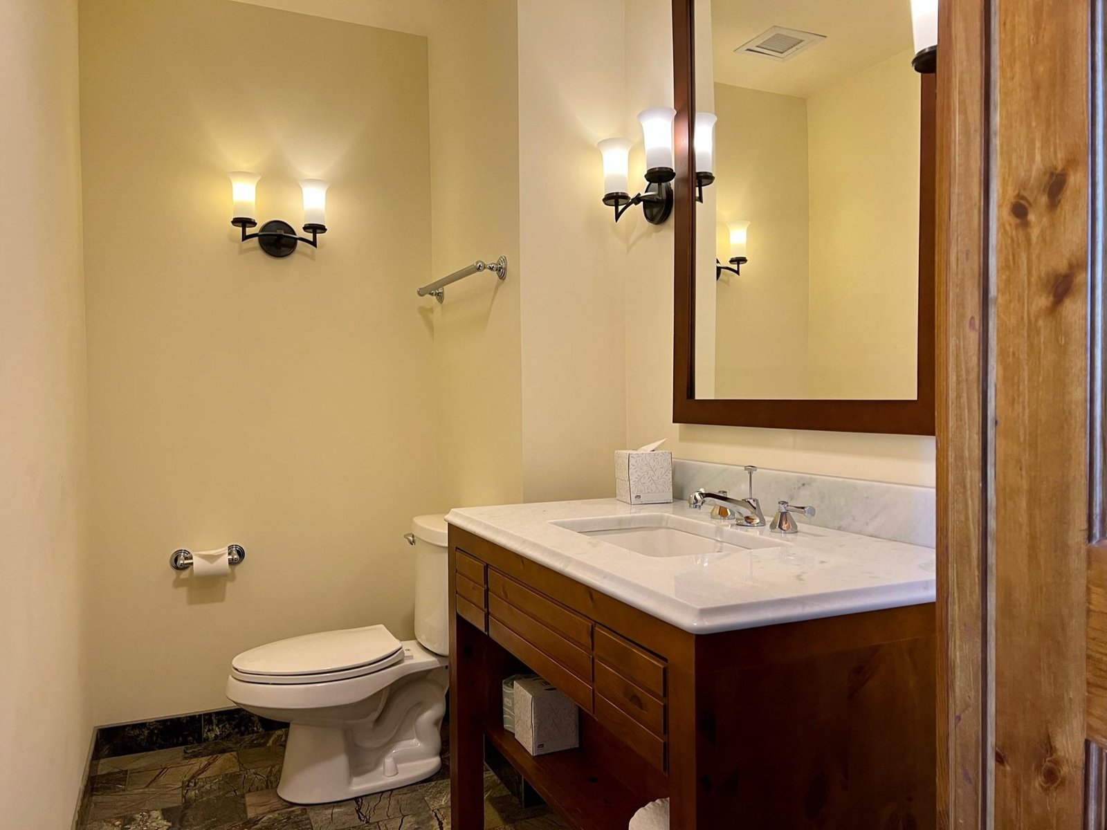 Powder room off living room