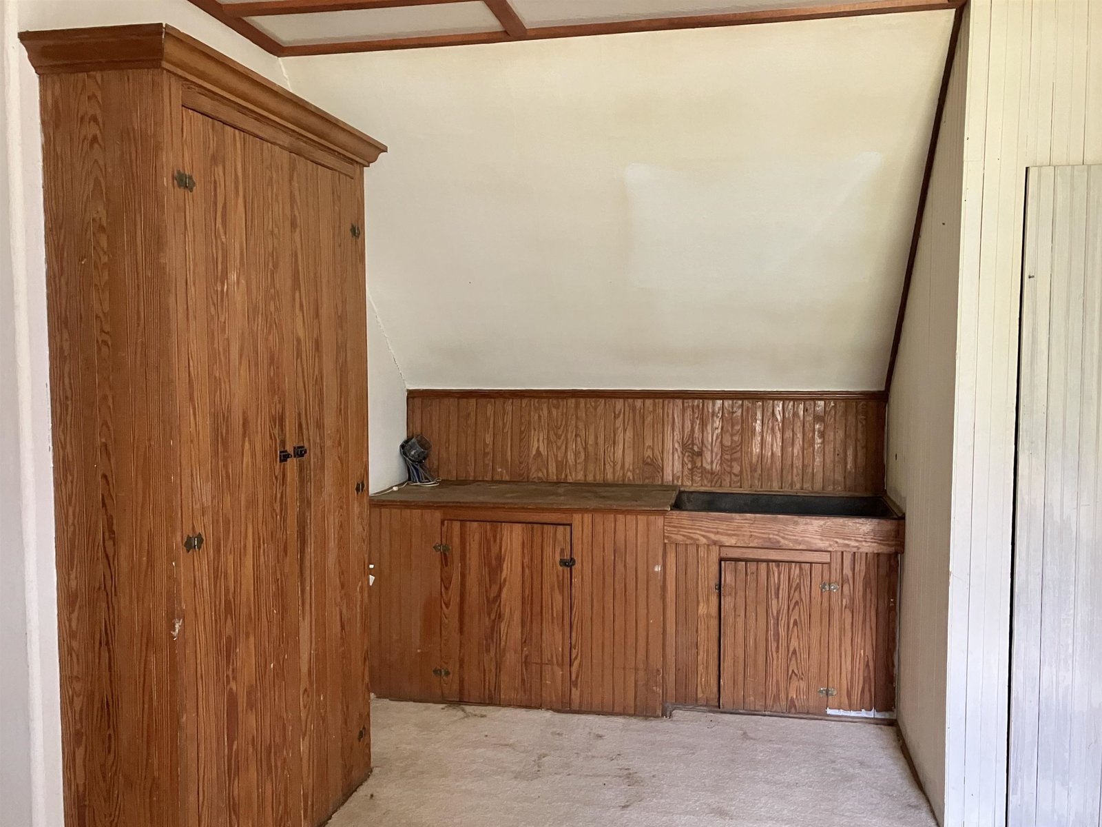 Unit A - Large Upstairs Bedroom with kitchen-like cabinets