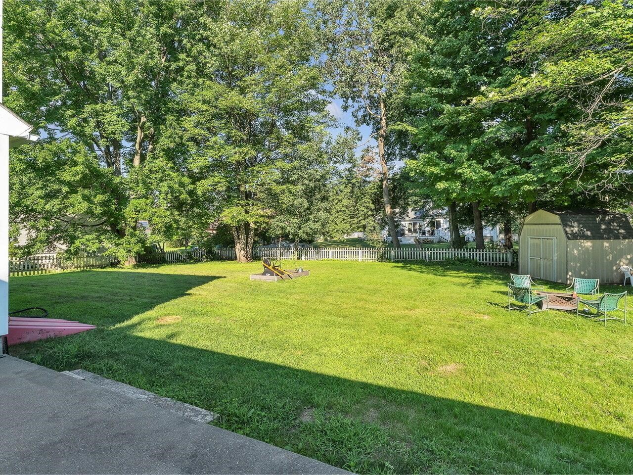 Large patio overlooks yard