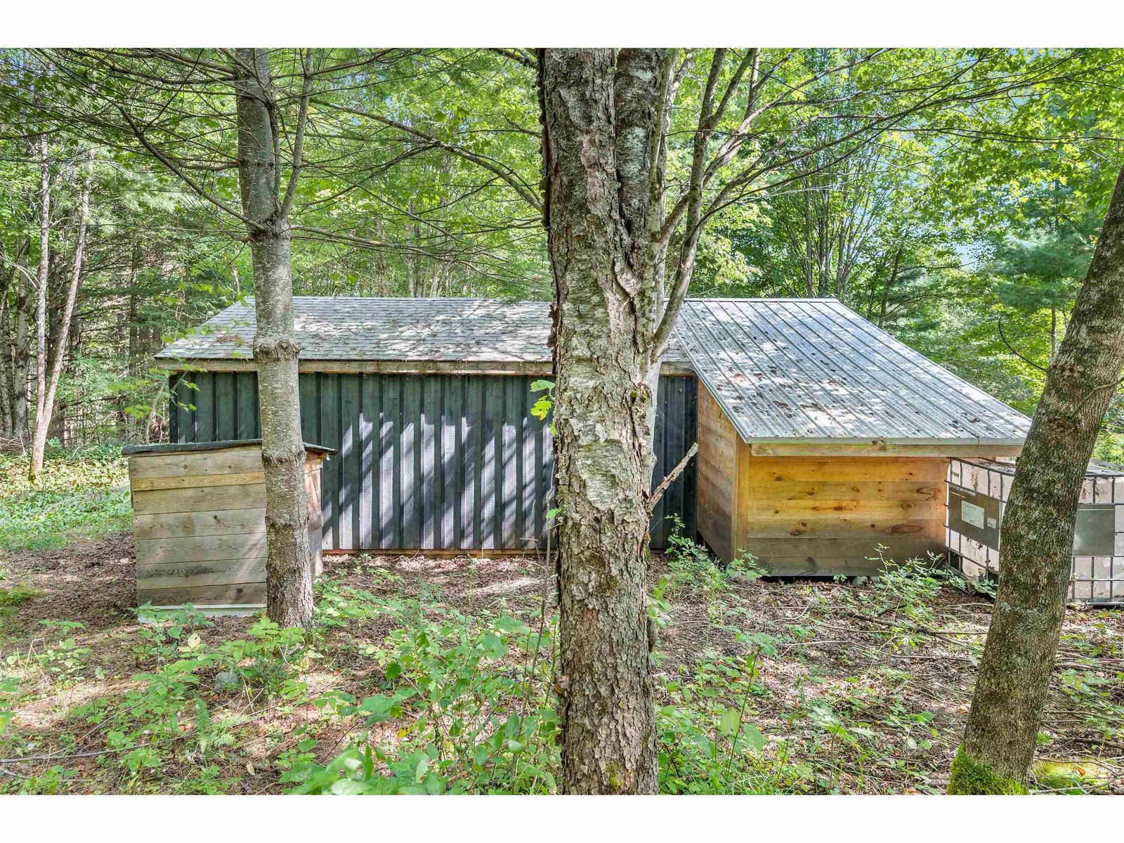 back of cabin and compost toilet room